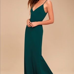 Lulus infinite glory forest green maxi dress